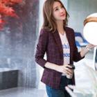 Plaid Peak-lapel Blazer