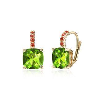 Simple And Elegant Plated Champagne Gold Geometric Green Austrian Element Crystal Earrings Champagne - One Size