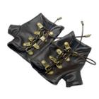 Lace-up Faux Leather Fingerless Gloves 1 Pair - Coffee - One Size