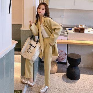 Set : Blazer + High-waist Shift Cropped Pants