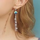 925 Sterling Silver Planet Fringed Earring 1 Pair - Blue Planet - Silver - One Size
