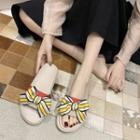 Contrast Color Bow Slide Sandals