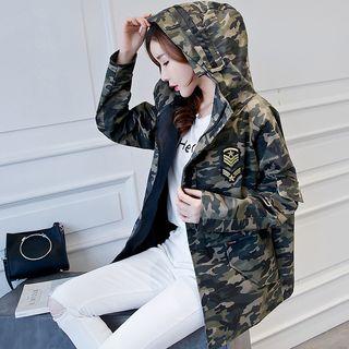 Camouflage Hooded Applique Parka