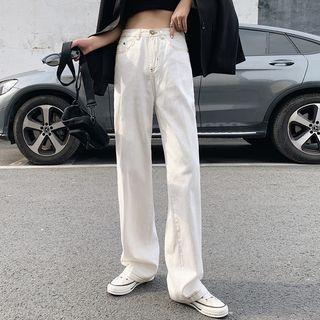 High Waist Wide-leg Plain Pants