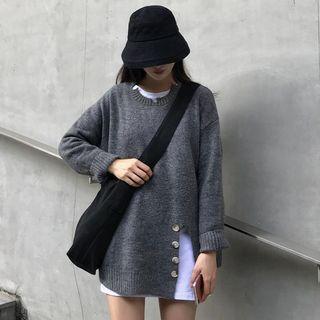 Ripped Slit Sweater / Long-sleeve Tunic T-shirt