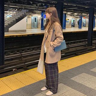 Plaid Woolen Wide Pants