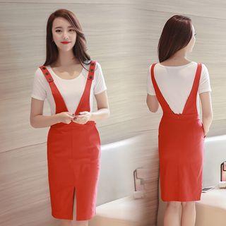 Slit-front Pinafore Dress