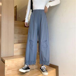 Cropped Wide-leg Frill Trim Pants