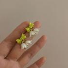 Flower Alloy Dangle Earring 1 Pair - White & Yellow - One Size