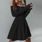 Off Shoulder Lace-trim A-line Dress