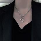 Heart Pendant Alloy Necklace 1pc - Silver - One Size