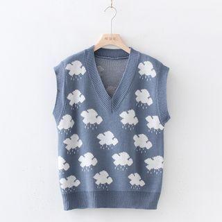 Cloud Pattern Sweater Vest