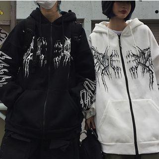 Couple Matching Printed Zip-up Hoodie