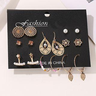 8 Pair Set: Faux Pearl / Alloy Earring (assorted Designs) 01 - 3125 - Gold - One Size