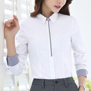 Shirt / Striped Buttoned Vest / Dress Pants / Mini Pencil Skirt