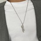 Feather Necklace Necklace - Silver - One Size