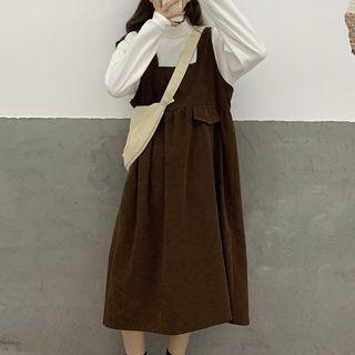 Turtleneck Sweater / Midi Overall Dress