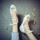 Embroidered Lace-up Wedges