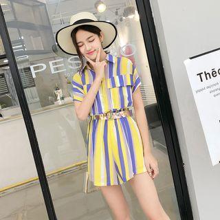Short-sleeve Striped Playsuit