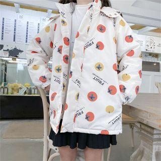 Hooded Printed Padded Jacket Off-white - One Size