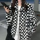 Check Zip Jacket Check - Black & White - One Size