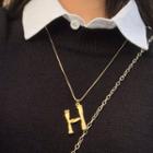 Letter H Pendant Necklace 1 Pc - Necklace - Letter H - Gold - One Size