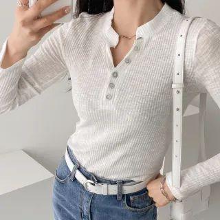 Ribbed Cropped Henley Top