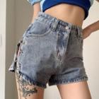 Chained Lace-up Denim Hot Pants