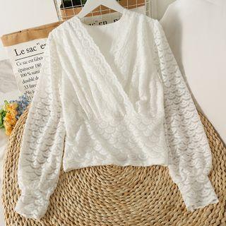 Fleece-lined Wrapped Lace Top