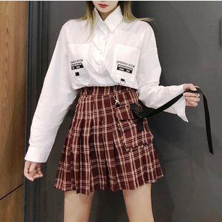 Lettering Shirt / Mini Pleated Skirt
