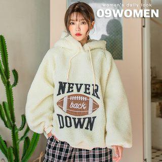 Letter-patched Faux-shearling Hoodie