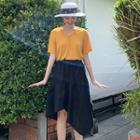 Elbow-sleeve Top / Asymmetric A-line Skirt
