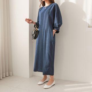 Roundneck Long Denim Dress