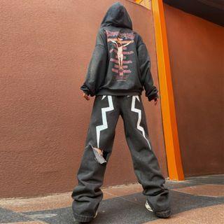 Flash Print Straight Leg Jeans
