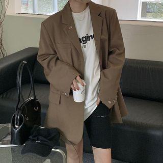 Embroidered-accent Single-breasted Blazer