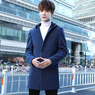 Star Embroidered Hooded Single-breasted Coat