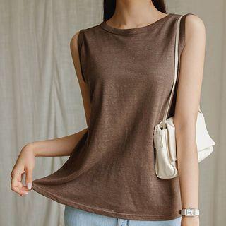 Sleeveless A-line Linen T-shirt