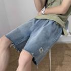 Washed Knee-length Denim Shorts