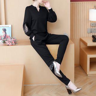 Set: Long-sleeve Butterfly Detail T-shirt + Pants