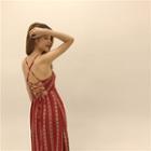 Pattern Open-back Spaghetti Strap Dress