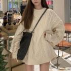 Oversized Cable-knit Sweater White - One Size