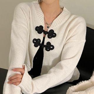 Frog Button Cropped Cardigan
