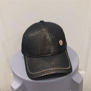 Lettering Snakeskin Print Cap Black - One Size