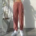 High-waist Plain Drawstring Cargo Harem Pants