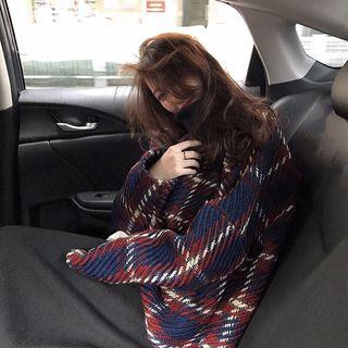 High-neck Plaid Top / Midi Skirt