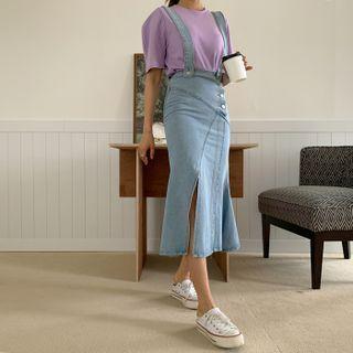 Two-way Denim Mermaid Suspender Skirt