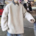 Round-neck Oversize Fleece Pullover
