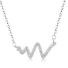 Rhinestone Heartbeat Pendant Necklace E78 - As Shown In Figure - One Size