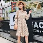 Tie-neck Flora Midi Dress