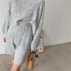 Plain Loose-fit Knit Top / Knit Shorts